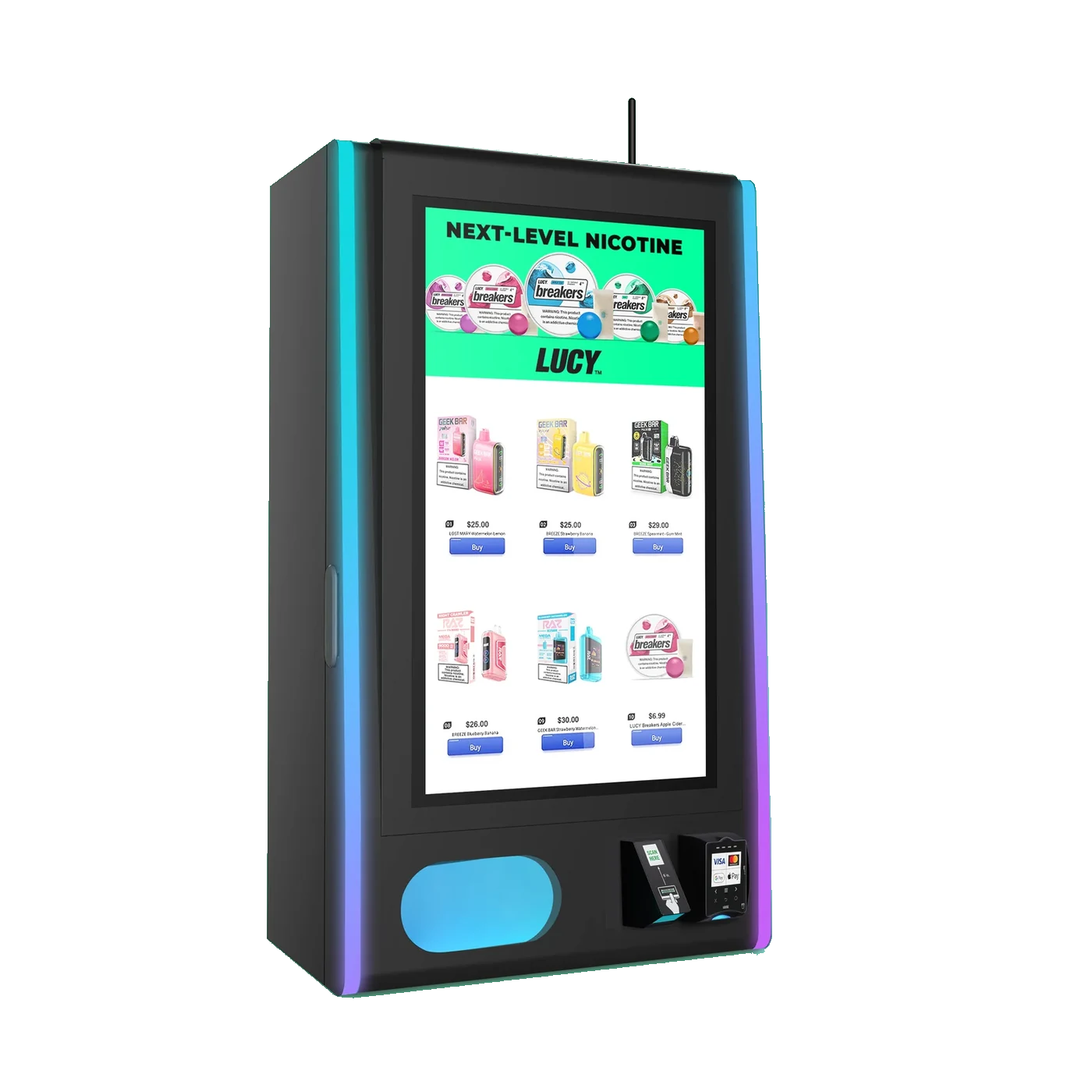 Twylight Mega Wall machine running cocktail ads